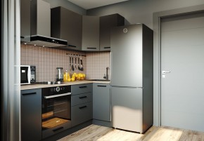 Кухня угловая Антрацит 2200х1000 (Стол. 38мм) в Полевском - polevskoy.mebel24.online | фото 1