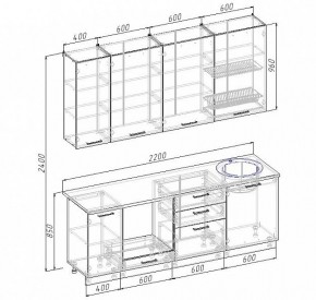 Кухонный гарнитур Антрацит 2200 (Стол. 26мм) в Полевском - polevskoy.mebel24.online | фото 3