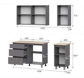 Кухонный гарнитур ДЕНВЕР (1600) Графит серый/Дуб Сонома в Полевском - polevskoy.mebel24.online | фото 2