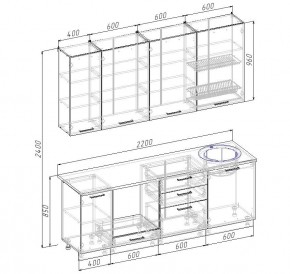 Кухонный гарнитур Капри 2200 h950 (Стол. 38мм) в Полевском - polevskoy.mebel24.online | фото 2