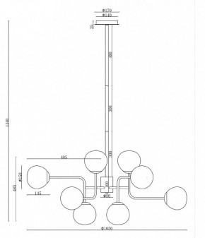 Люстра на штанге Maytoni Erich MOD221-PL-12-G в Полевском - polevskoy.mebel24.online | фото 3