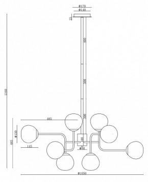 Люстра на штанге Maytoni Erich MOD221-PL-12-N в Полевском - polevskoy.mebel24.online | фото 3