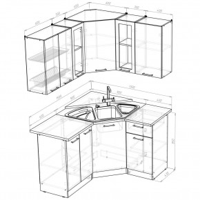 ОЛЬГА Кухонный гарнитур Оптима 2 (1500*1300 мм) в Полевском - polevskoy.mebel24.online | фото 2