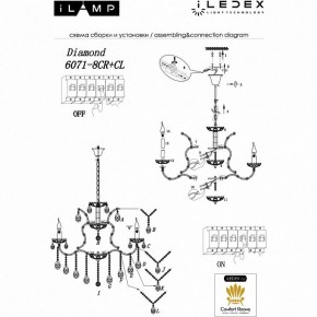 Подвесная люстра iLamp Diamond 6071-8 CR+CL в Полевском - polevskoy.mebel24.online | фото 2