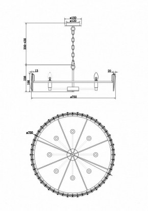 Подвесной светильник Maytoni Puntes MOD043PL-08CH в Полевском - polevskoy.mebel24.online | фото 4