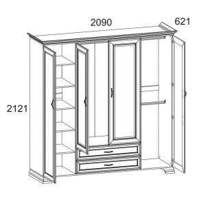 Шкаф 4D2S Z, TIFFANY, цвет вудлайн кремовый в Полевском - polevskoy.mebel24.online | фото 1