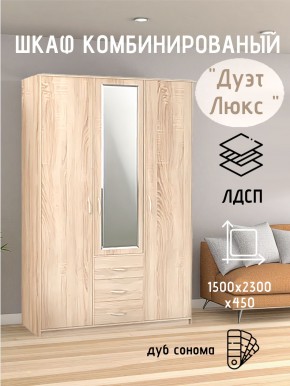 Шкаф комбинированный Дуэт Люкс с зеркалом в Полевском - polevskoy.mebel24.online | фото
