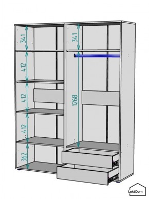 Шкаф Linnea MHR-4PO-2 2050х1600х510 (Белый-М 11.1.1) в Полевском - polevskoy.mebel24.online | фото 3