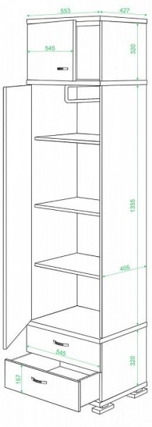 Шкаф платяной Домино КС-10 в Полевском - polevskoy.mebel24.online | фото 2