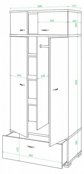 Шкаф платяной Домино КС-20 в Полевском - polevskoy.mebel24.online | фото 2