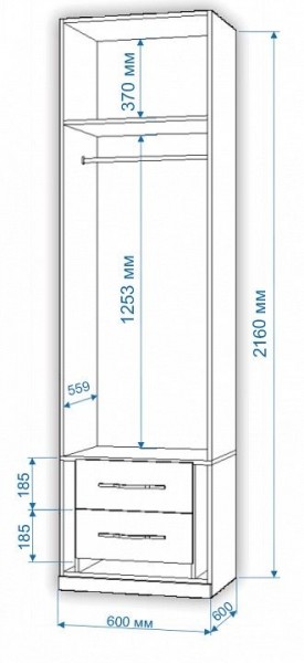 Шкаф платяной Нобиле Пл-60/60 в Полевском - polevskoy.mebel24.online | фото 2