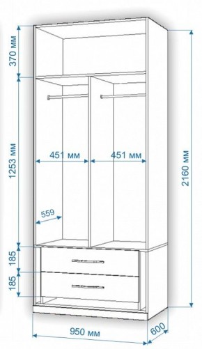 Шкаф платяной Нобиле Пл-95/60 в Полевском - polevskoy.mebel24.online | фото 3