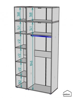 Шкаф с антресолью Linnea MHR-3A-1 2450х1200х510 (Графит-М 11.1.25) в Полевском - polevskoy.mebel24.online | фото 3