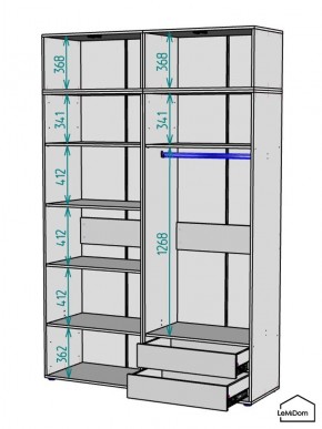 Шкаф с антресолью Linnea MHR-4A-2 2450х1600х510 (Белый-М 11.1.2) в Полевском - polevskoy.mebel24.online | фото 2