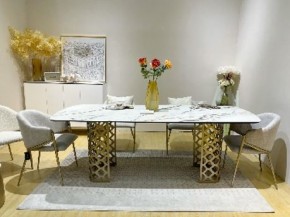 Стол CHIAVARI 220 KL-188 Контрастный мрамор матовый, итальянская керамика / Шампань, ®DISAUR в Полевском - polevskoy.mebel24.online | фото 2