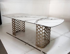 Стол CHIAVARI 220 KL-188 Контрастный мрамор матовый, итальянская керамика / Шампань, ®DISAUR в Полевском - polevskoy.mebel24.online | фото 6