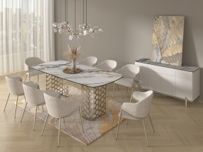 Стол CHIAVARI 220 KL-188 Контрастный мрамор матовый, итальянская керамика / Шампань, ®DISAUR в Полевском - polevskoy.mebel24.online | фото 9