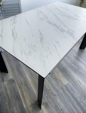 Стол CREMONA 140 KL-99 Белый мрамор матовый, итальянская керамика / черный каркас, ®DISAUR в Полевском - polevskoy.mebel24.online | фото 3
