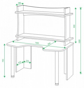 Стол компьютерный Домино Lite СКЛ-Игр140+НКИЛ140ВЛ в Полевском - polevskoy.mebel24.online | фото 3