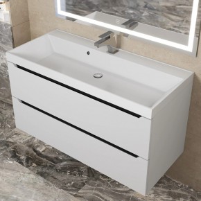 Тумба под раковину Uperwood Tanos 100 см, подвесная, белая/графит в Полевском - polevskoy.mebel24.online | фото 10