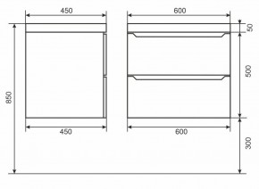 Тумба под раковину Uperwood Tanos 60 см, подвесная, белая/графит в Полевском - polevskoy.mebel24.online | фото 6