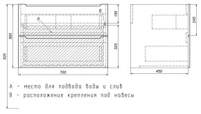 Тумба под раковину Uperwood Tanos 70 см, подвесная, белая/графит в Полевском - polevskoy.mebel24.online | фото 7