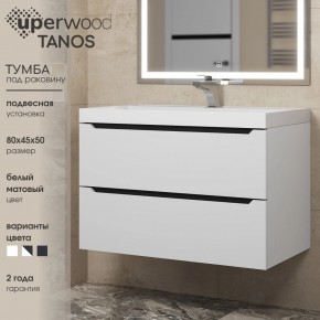 Тумба под раковину Uperwood Tanos 80 см, подвесная, белая/графит в Полевском - polevskoy.mebel24.online | фото 3