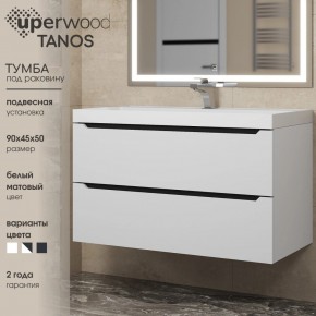 Тумба под раковину Uperwood Tanos 90 см, подвесная, белая/графит в Полевском - polevskoy.mebel24.online | фото 3