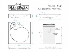 Умывальник над стиральной машиной (600*600х100) Лилия V60 (белый) с кронштейном без сифона (V60) в Полевском - polevskoy.mebel24.online | фото 2